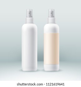 Spray bottles set for professional cosmetic packaging package pack blank vector realistic templates isolated on background