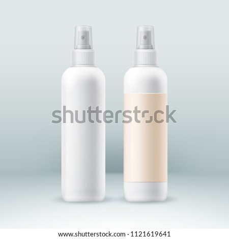 Spray bottles set for professional cosmetic packaging package pack blank vector realistic templates isolated on background