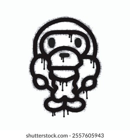 Spray of broken heart monkey icon isolated on white background. Oversprayed broken heart monkey icon in black on white. Vector illustration.