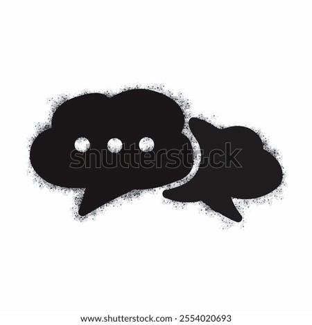 Spray bubble chat icon isolated on white background. Oversprayed chat bubble graffiti icon in black on white. Vector illustration.