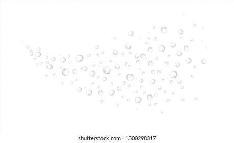 Spray Of Bubbles Of Water Or Air. 3d Vector Realistic. Underwater Air, Rain, Effervescent Drink, Champagne, Oxygen, Gas Bubbles, Foam Or Water.