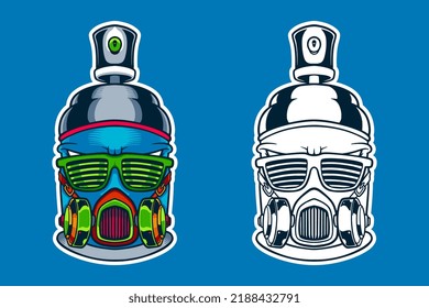 spray can graffiti mascot vector illustration