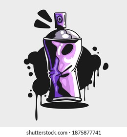 Spray can in graffiti style drawing symbol vector
