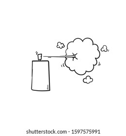 Spray can icon with hand drawn doodle illustration cartoon style isolated background