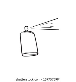 Spray can icon with hand drawn doodle illustration cartoon style isolated background