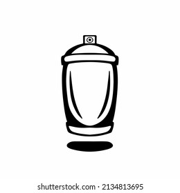 Spray Can Icon Logo Design. Black and White Stencil Tattoo. Flat Vector Illustration on White Background.