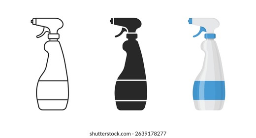 Spray can icon set collection in flat style. Aerosol bottle vector illustration on isolated background. Gas container sign business concept.