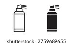 Spray can icon set in flat and line style vectors
