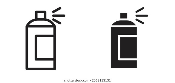 Spray can icons in black line and filled versions