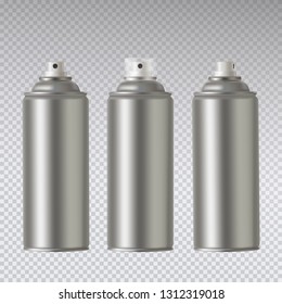 Spray can of metallic color with paint. Vector illustration on a transparent background.