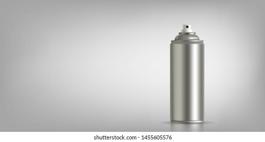 Spray can on a gray background. Vector illustration. Horizontal
