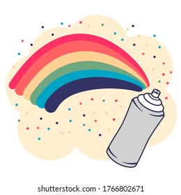 Spray Can Rainbow Color Vector Illustration.