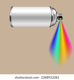 spray can spraying colored paint vector illustration