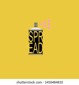 spray can to spread love, simple vector.