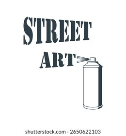 Spray can and text. Black and white illustration. Vector graphics.