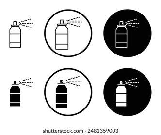 Spray can thin line vector icon set.