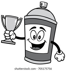 Spray Can with Trophy Illustration