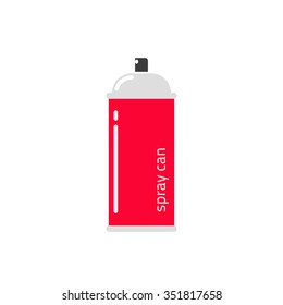 Spray Can Vector Flat Icon, Simple Cartoon Aerosol Illustration Sign, Red Paint Bottle Sticker Label, Graffiti Tools, Logo Design Isolated On White