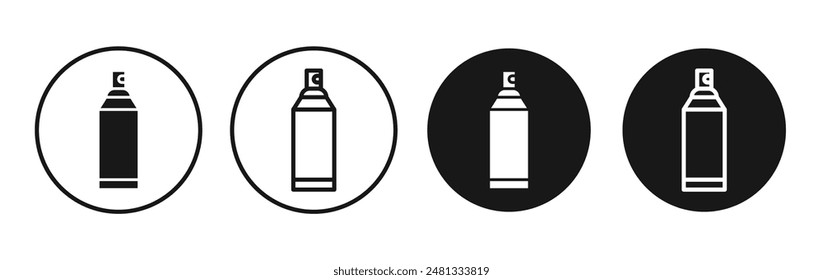 Spray can vector icon set black filled and outlined style.