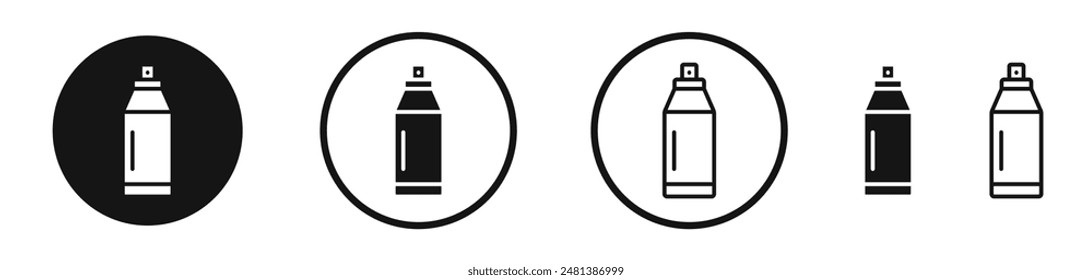 Spray can vector icon set in black and white color.