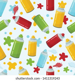spray cans of different colors vector seamless pattern