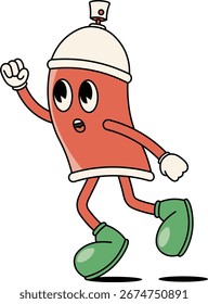Spray Cans Groovy Character. Isolated Vector Illustration.