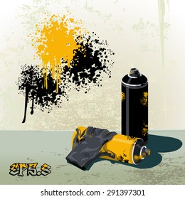 Spray cans to paint graffiti and gloves eps8 .