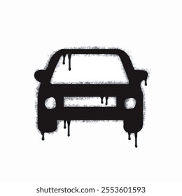 Spray car icon isolated on white background. Oversprayed car graffiti icon in black on white. Vector illustration.