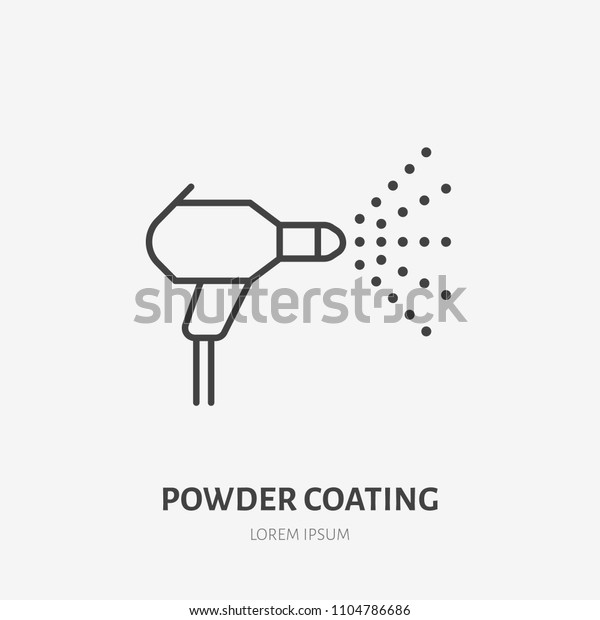 Spray car painting flat line\
icon. Paint works sign. Thin linear logo for powder coating\
service.