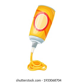 Spray Cheese, Cheese In A Can, Extruded, Aerosol Or Squeeze. American Food Vector Illustration.