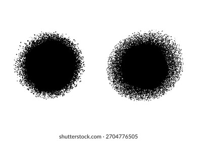 Splash de tinta negra, círculos de tinta grunge con bordes texturizados para proyectos de diseño creativo y fondos artísticos