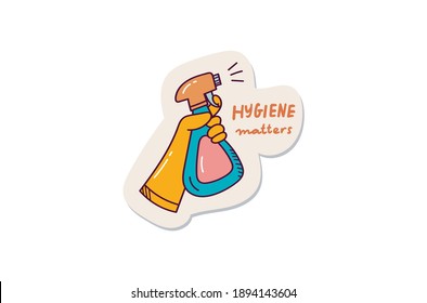 Spray cleaner doodle sticker design