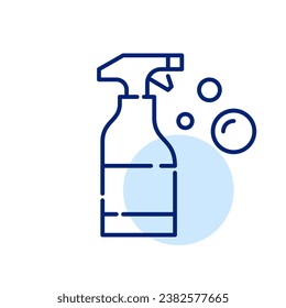 Spray cleaner making bubbles. Cleaning supplies. Pixel perfect icon