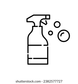 Sprühreiniger, die Luftblasen herstellen. Reinigungsbedarf. Pixel perfekt, bearbeitbarer Hub