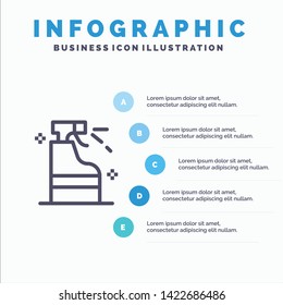 Spray, Cleaning, Detergent, Product Line icon with 5 steps presentation infographics Background