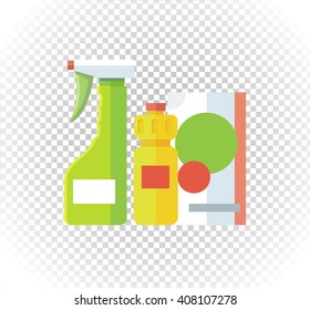 Spray cleanser bottle with cleaning liquid. Household chemical appliances, domestic and bottle, equipment clean, housework and housekeeping, soap and detergent vector illustration