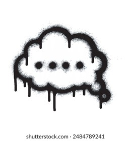 Spray cloud graffiti Speech bubble in black on white. cloud bubble symbol. isolated on white background. vector illustration