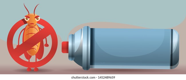 Spray cockroach concept banner. Cartoon illustration of spray cockroach vector concept banner for web design