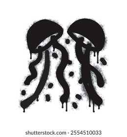 Spray confetti icon isolated on white background. Oversprayed confetti graffiti icon in black on white. Vector illustration.