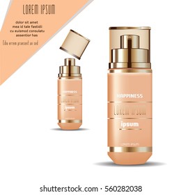 Spray Cosmetic Perfume, Deodorant, Freshener. Cosmetic Cans of Moisturizer. Vector Illustration. Cosmetic Bottles.