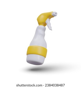 Spray detergent in yellow colors. General house cleaning concept. Product for hygiene, freshness, bacteria and disinfectant. Vector illustration in 3d realistic style