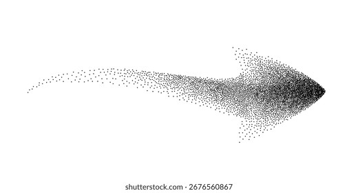 Rocíe el grano punteado punteado del grano punteado del elemento de la forma de la flecha del ruido. Vector salpicado de arena de polvo sucio. Grunge Sprinkle Textura de punto Gradiente Tinte Ilustración. Salpicadura de puntos negros y2k Design Spot aislado