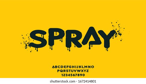 spray drop paint alphabet vector typeface font set