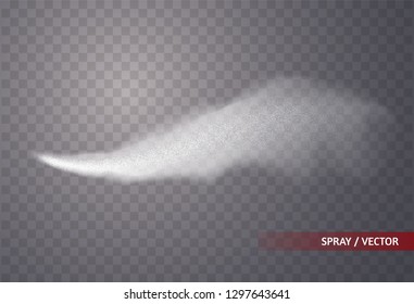 Spray effect isolated on transparent background. Fog or smoke with many small particles. Vector illustration