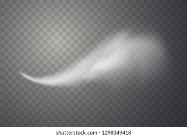 Spray effect isolated on transparent background. Flowing smoke with many small particles. Vector illustration