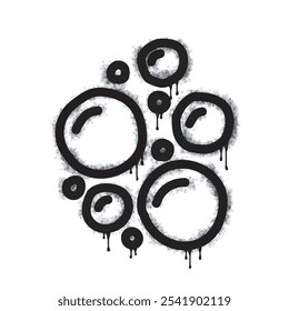 Spray Graffiti bubble icon isolated on white background. graffiti bubble icon with overspray in black on white. Vector illustration.
