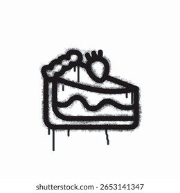 Spray graffiti cake icon isolated on a white background. Spray graffiti cake icon in black on white. Vector illustration.
