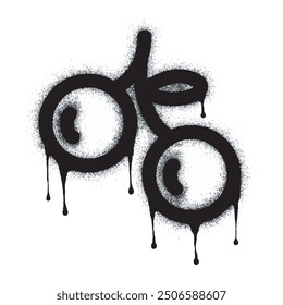 Spray graffiti cherry fruit sign painted black on white. Fruit symbol. isolated on white background. vector illustration