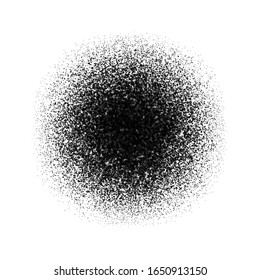 Spray, graffiti circle. Black dust particles, dirt. Vector element isolated background.