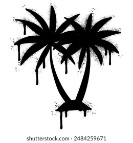 Spray Graffiti Coconut Palm Trees icon sprayed isolated with a white background.